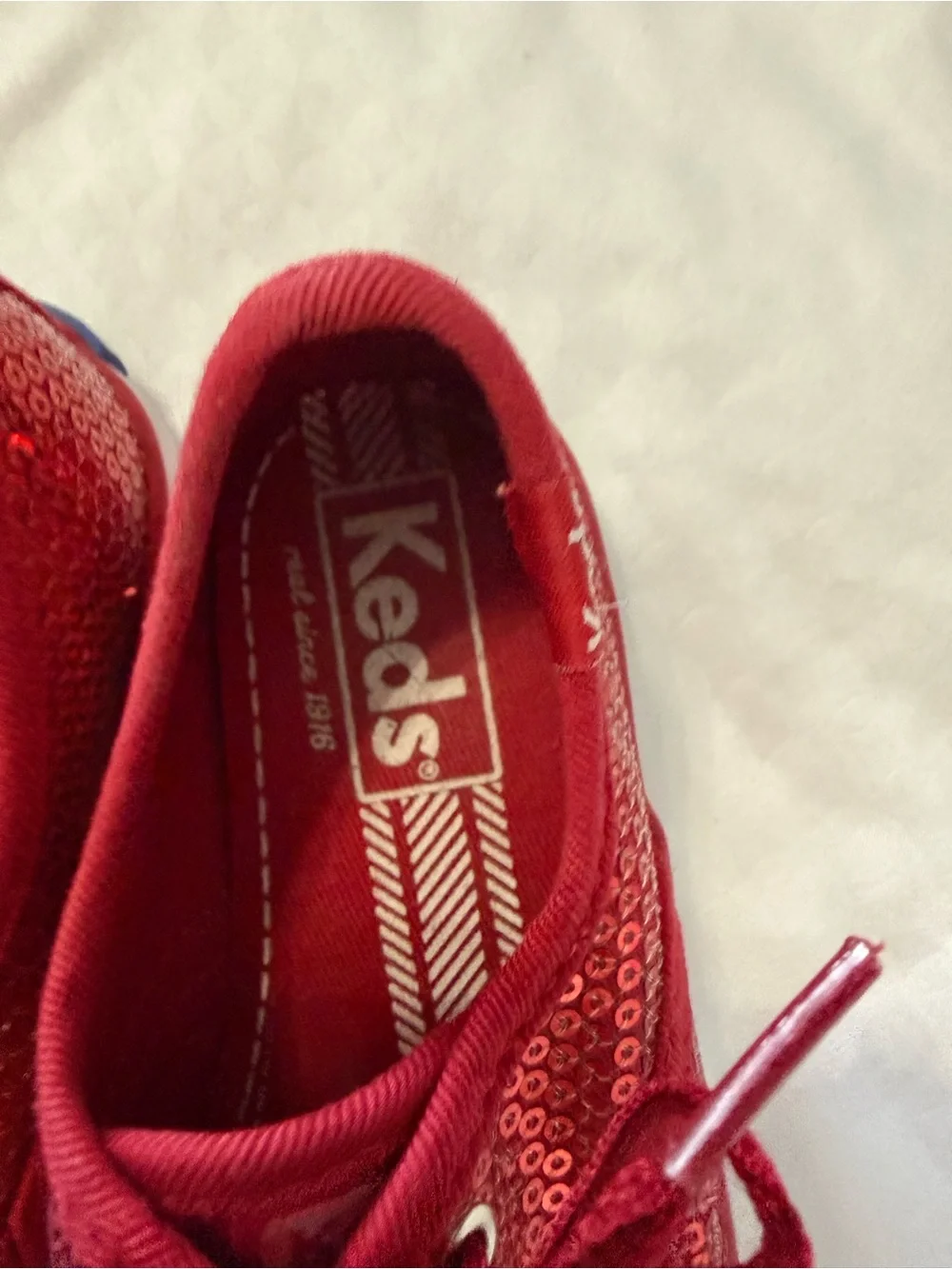 Keds Kids Red Sequin Lace-Up Sneakers
